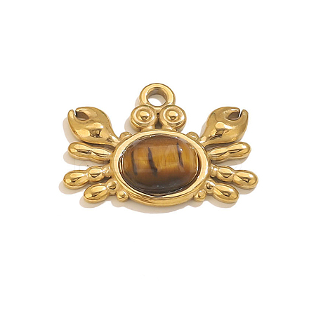 Natural Tiger Eye Sea Animal Pendants STAS-P408-10G-01-1