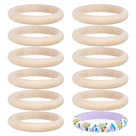 ARRICRAFT 12Pcs Unfinished Wood Bangles BJEW-AR0001-07-1