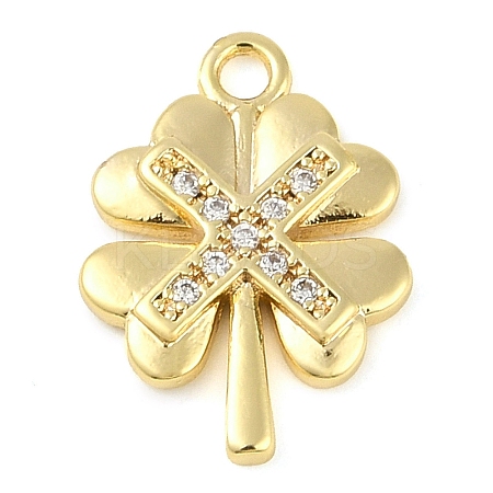 Cross Theme Real 18K Gold Plated Brass Micro Pave Clear Cubic Zirconia Pendants KK-L219-06G-01-1
