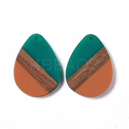 Opaque Resin & Walnut Wood Pendants RESI-M027-04E-1