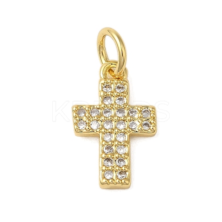 Rack Plating Brass Micro Pave Cubic Zirconia Charms KK-P279-10G-1
