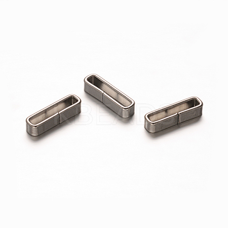 Tarnish Resistant Rectangle 201 Stainless Steel Slide Charms STAS-D111-04-1