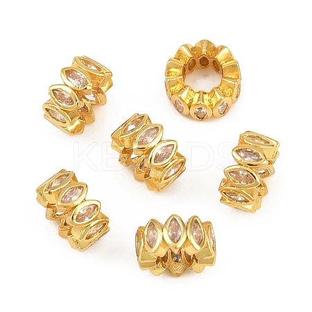 Brass Micro Pave Clear Cubic Zirconia European Beads CU-CBA6A75-15G-1