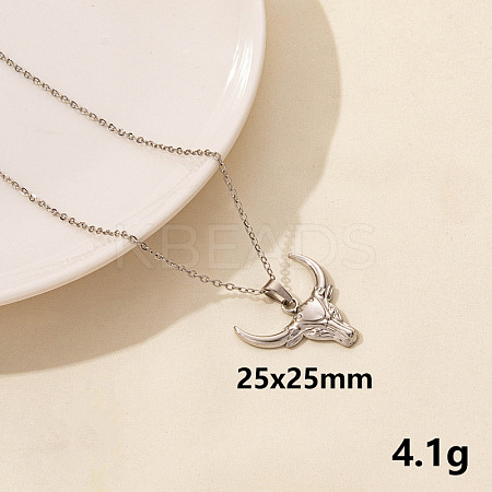 Stainless Steel Insect Cattle Pendant Necklace Unisex Jewelry TG2584-11-1
