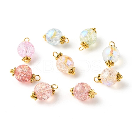 Electroplate Crackle Glass Bead Pendants PALLOY-JF01141-1