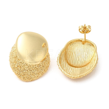 Real 18K Gold Plated Brass Stud Earrings EJEW-G382-10A-G-1