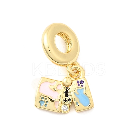 Brass Micro Pave Clear Cubic Zirconia European Dangle Charms KK-F904-17G-1