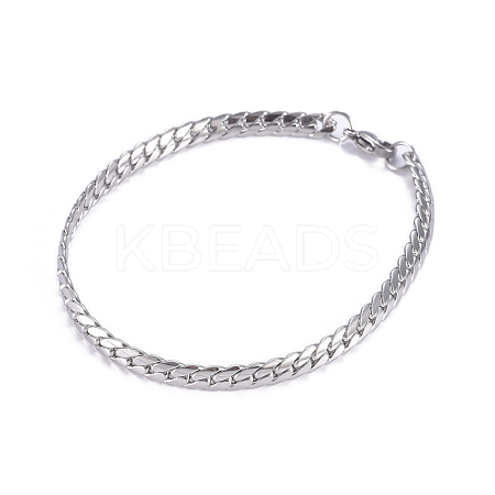 Tarnish Resistant Men's 304 Stainless Steel Cuban Link Chain Bracelets BJEW-G631-07P-1