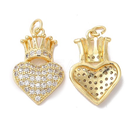 Brass Micro Pave Clear Cubic Zirconia Pendants KK-E068-VA301-2-1