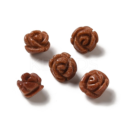 Synthetic Goldstone Carved Flower Beads G-O156-B-31-1