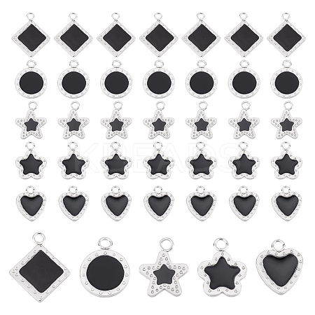 40Pcs 5 Style 304 Stainless Steel Enamel Pendants STAS-DC0003-88-1