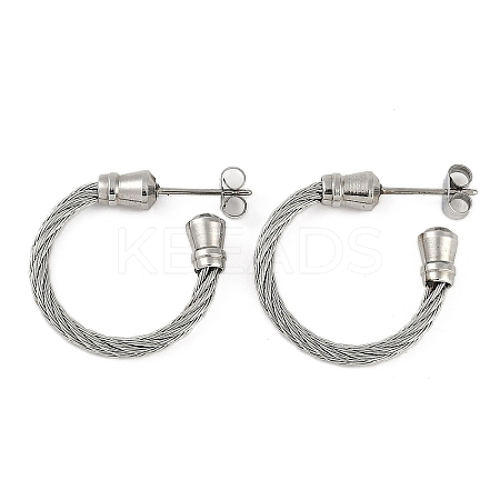 304 Stainless Steel Twist Stud Earrings for Women EJEW-M023-06C-1