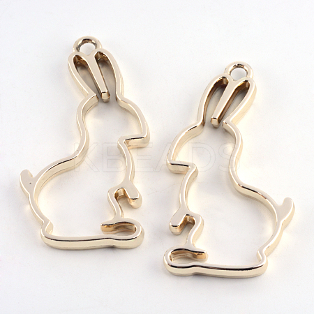 Rack Plating Alloy Bunny Open Back Bezel Pendants PALLOY-S047-41E-FF-1