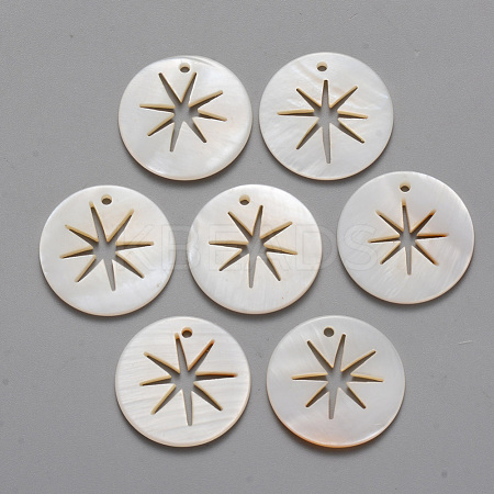 Natural Freshwater Shell Pendants SHEL-R021-04-1