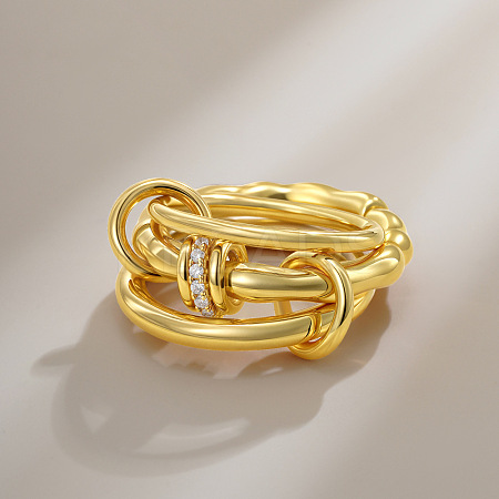 Brass Micro Pave Cubic Zirconia Finger Rings FS-WG6545E-03-1
