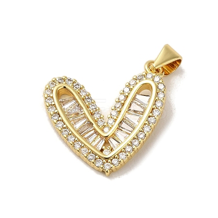 Brass Micro Pave Cubic Zirconia Pendants KK-C058-02G-01-1