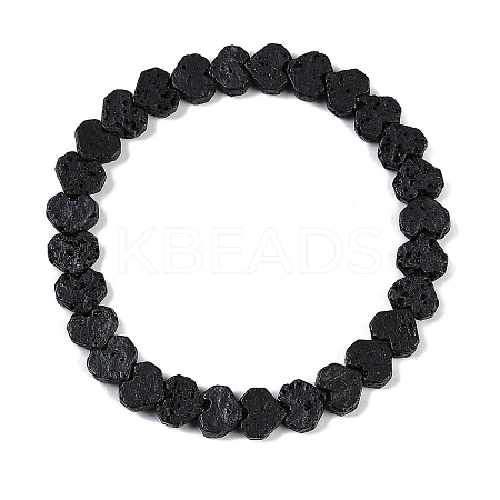 Natural Lava Rock Beaded Stretch Bracelets for Men Women BJEW-G727-01C-1
