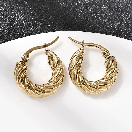 304 Stainless Steel Twist Ring Hoop Earrings EJEW-Z146-01G-01-1