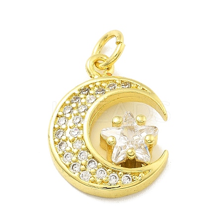 Rack Plating Brass Micro Pave Cubic Zirconia Pendants KK-D359-14G-1