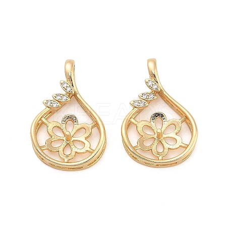 Brass Micro Pave Cubic Zirconia Hollow Teardrop Peg Bails KK-NH0009-09G-1
