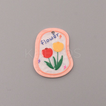 Opaque Embossed Printed Acrylic Pendants MACR-CJC0003-04-1