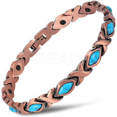 Zinc Alloy & Synthetic Turquoise  Link Chain Bracelets FS-WGDAAA9-04-1
