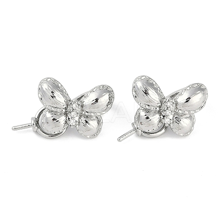 Brass Micro Pave Clear Cubic Zirconia Fold Over Clasps KK-U043-21P-1