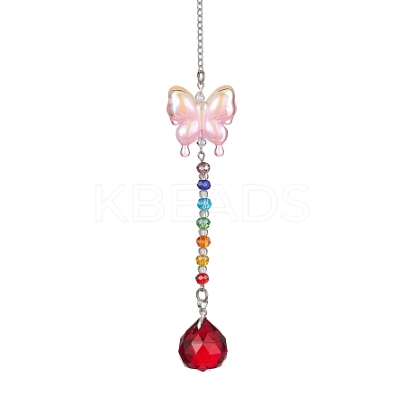 Glass Teardrop Pendant Decorations HJEW-JM01581-03-1