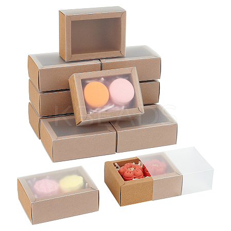 Foldable Paper Drawer Boxes with Clear Plastic Cover LS-CON-WH0095-68B-05-1