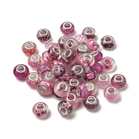 Printed Transparent Resin European Beads RESI-C063-03I-1