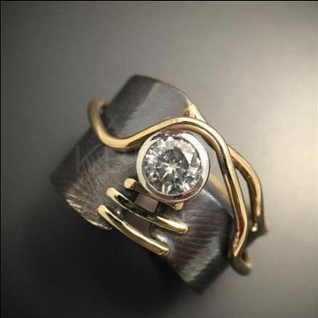 Brass Micro Pave Clear Cubic Zirconia Finger Rings FS-WGE4002-05-1