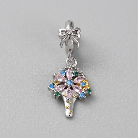 925 Sterling Silver Pave Cubic Zirconia European Dangle Charms STER-WH0011-22P-1