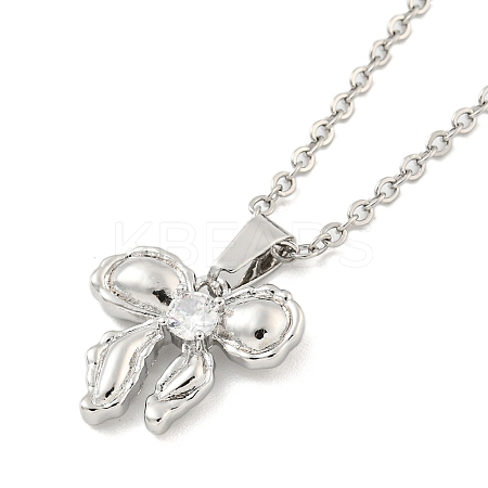Brass Micro Pave Clear Cubic Zirconia Pendant Necklaces for Women LS-NJEW-B100-01P-1