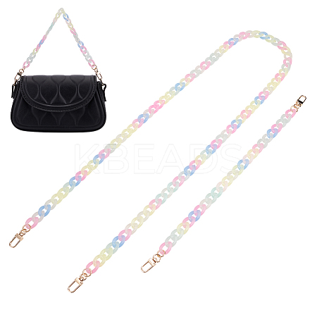 WADORN 2Pcs 2 Style Transparent Jelly Style Acrylic Curb Chain Bag Straps DIY-WR0002-48-1