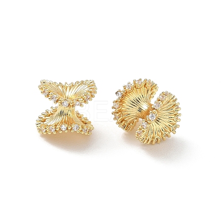 Brass Micro Pave Clear Cubic Zirconia Beads CU-CBA9FFD-09G-1