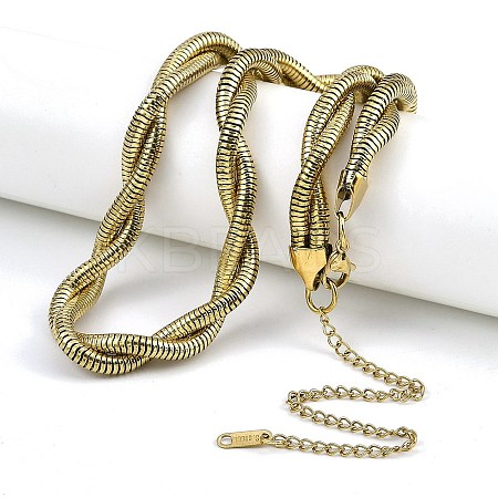 304 Stainless Steel Double Layer Round Snake Chain Necklaces NJEW-K387-01G-1