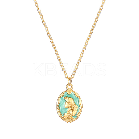 Princess Fish Tail Double-Sided Relief Pendant Necklaces FK0425-1-1