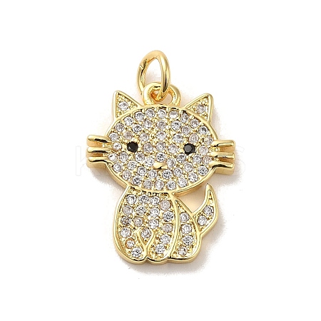 Rack Plating Brass Micro Pave Cubic Zirconia Pendants KK-C047-15G-1