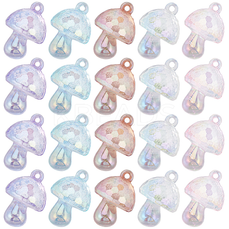 24Pcs 6 Colors Bubble Style Transparent Acrylic Pendants MUSH-SC0001-01-1