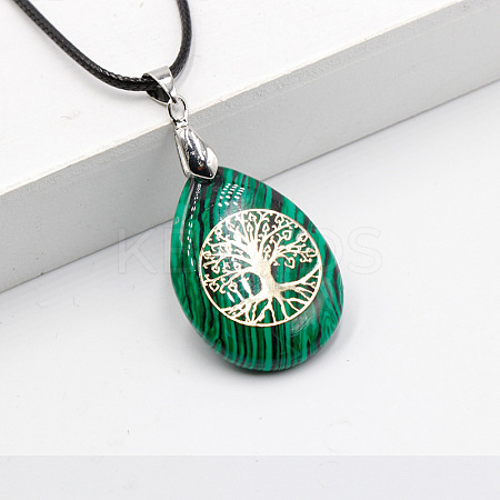 Synthetic Malachite Pendant Necklaces FS-WG13773-10-1