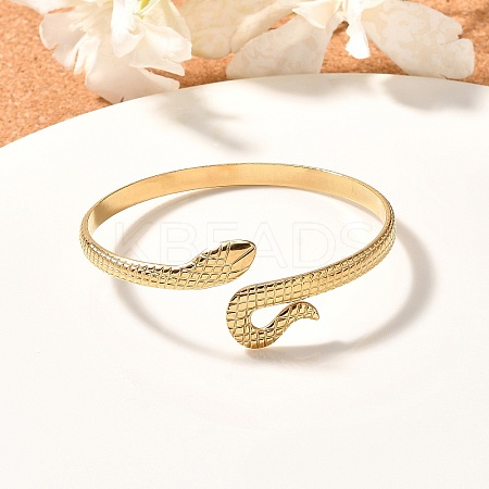 Ion Plating(IP) 304 Stainless Steel Snake Open Cuff Bangles BJEW-L682-011G-1
