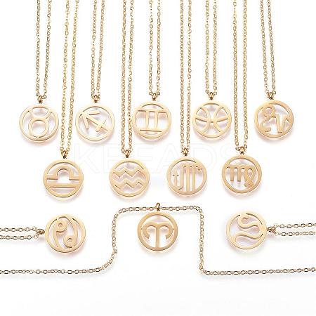 304 Stainless Steel Pendant Necklaces NJEW-N0074-23G-1