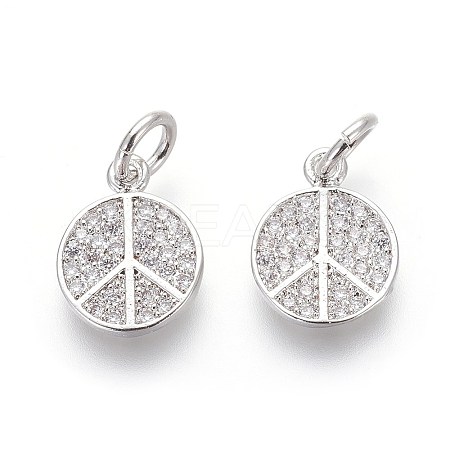 Brass Micro Pave Cubic Zirconia Charms X-ZIRC-J021-02P-RS-1