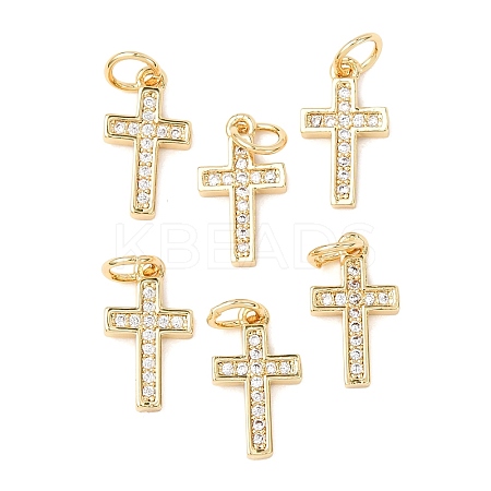 CZ Brass Micro Pave Cubic Zirconia Cross Charms LS-ZIRC-L018-16G-1