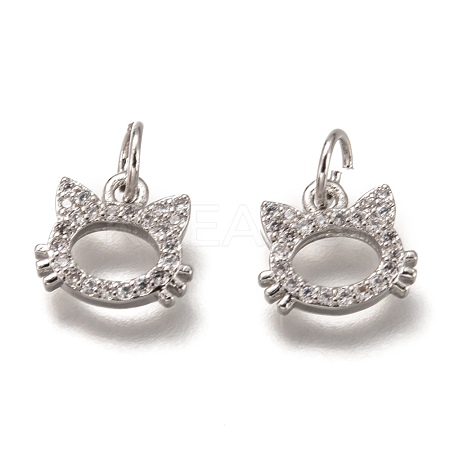 Brass Micro Pave Clear Cubic Zirconia Charms ZIRC-B002-55P-1