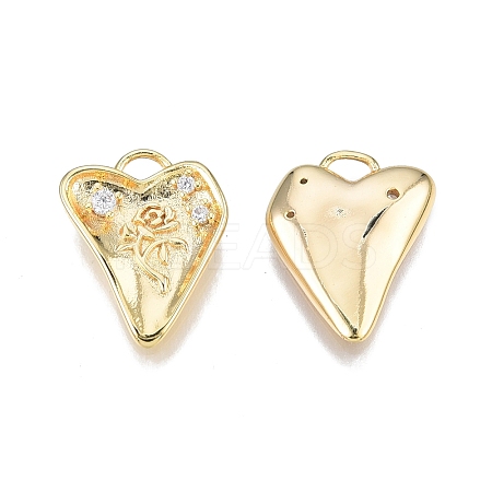 Brass Pave Clear Cubic Zirconia Charms KK-N231-347-1
