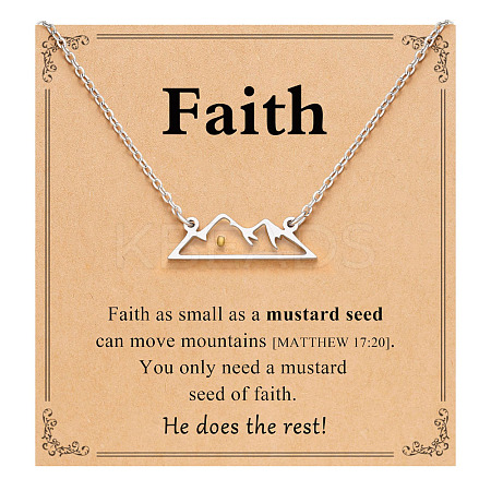 Mountain 201 Stainless Steel Mustard Seed Pendant Necklaces for Women WG511AE-04-1