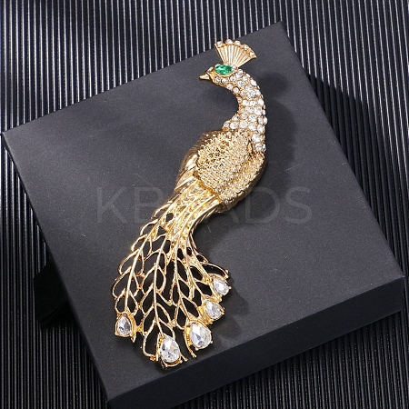 Peacock Alloy Crystal Rhinestone Brooches JEWB-M046-23G-1