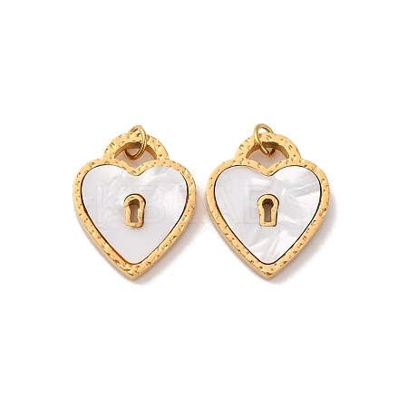 304 Stainless Steel Pave Natural Shell Pendants STAS-U061-05G-1