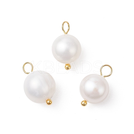 Natural Cultured Freshwater Pearl Round Charms PALLOY-JF04193-01-1